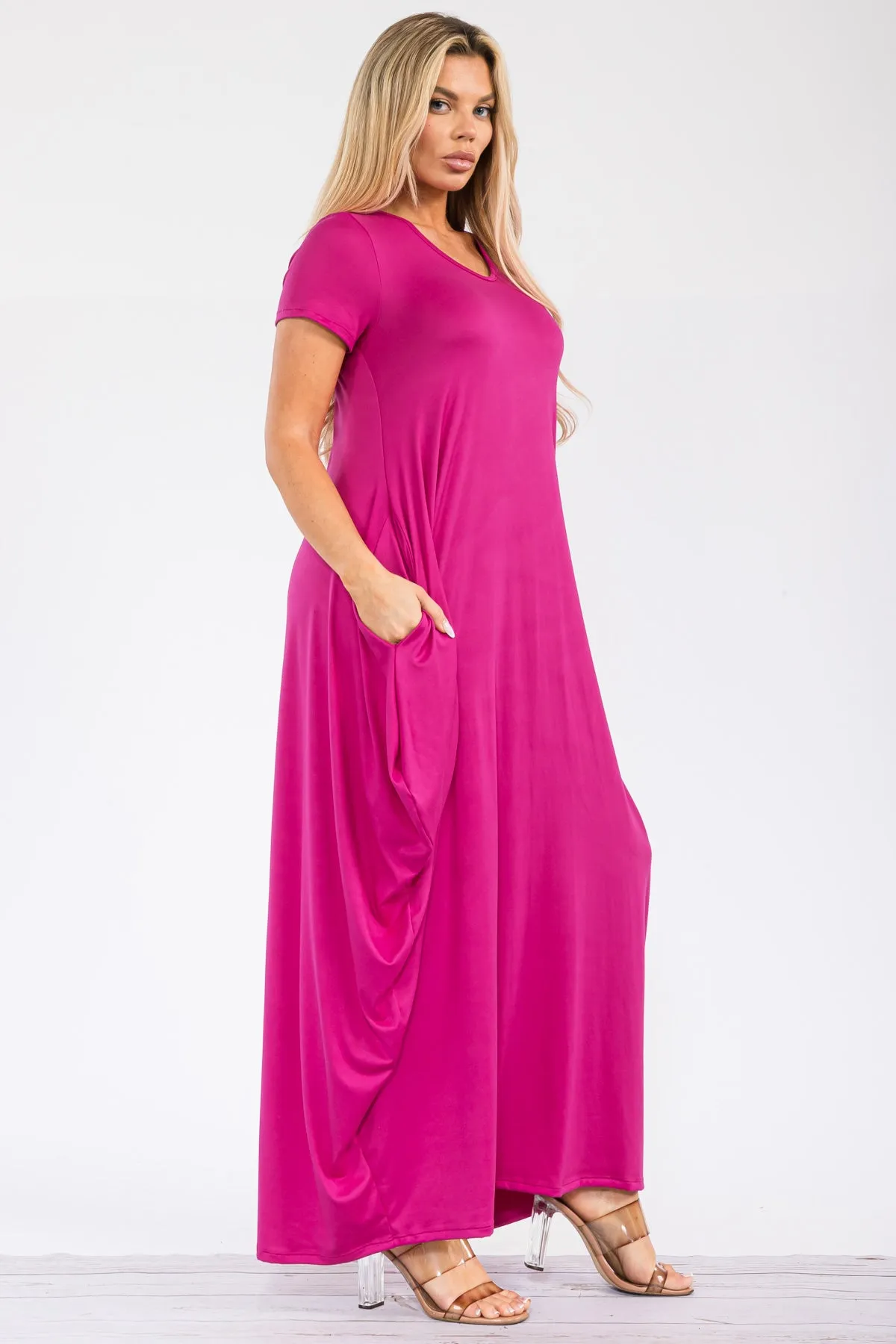 HH645R-S - SHORT SLEEVE MAXI DRESS