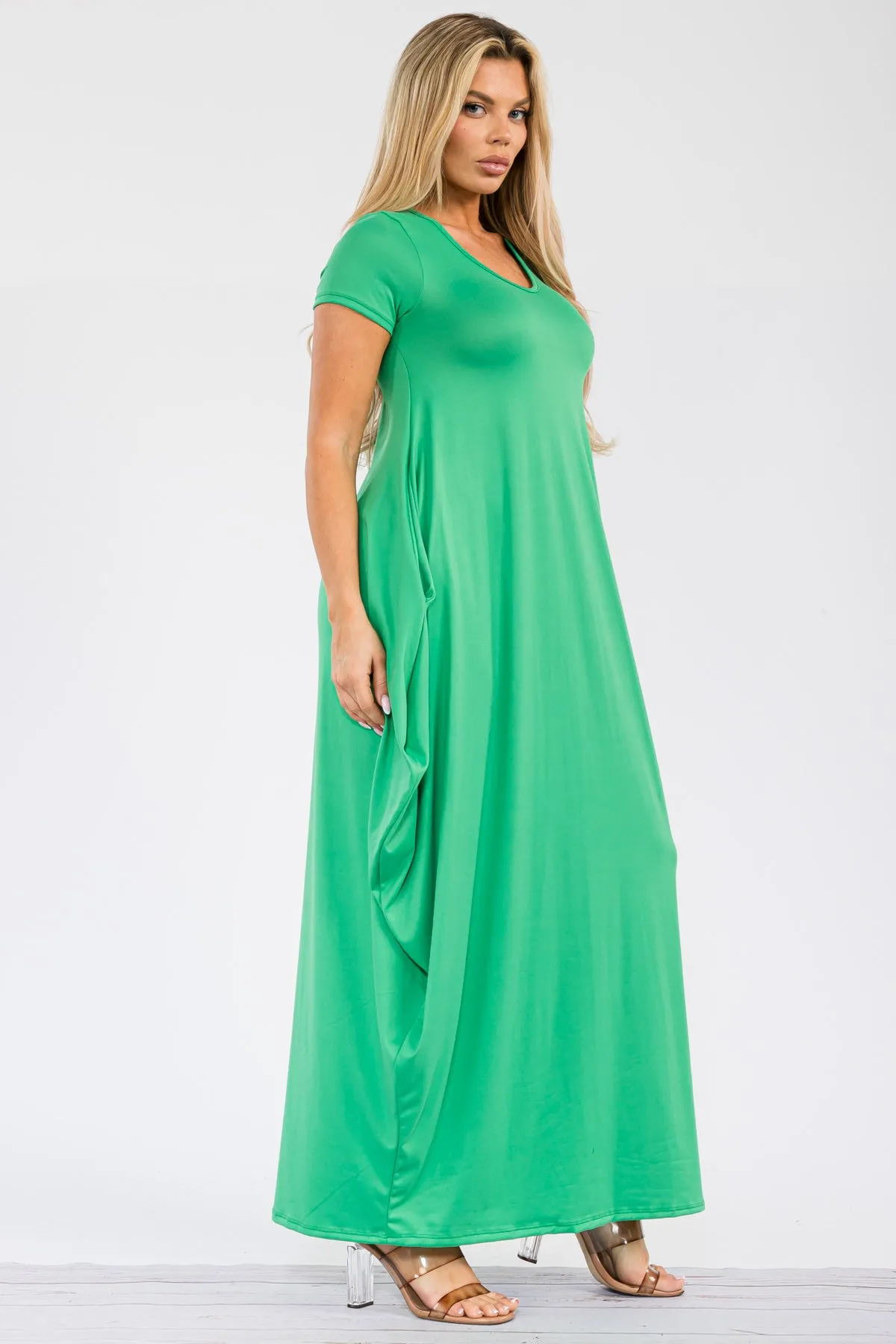 HH645R-S - SHORT SLEEVE MAXI DRESS