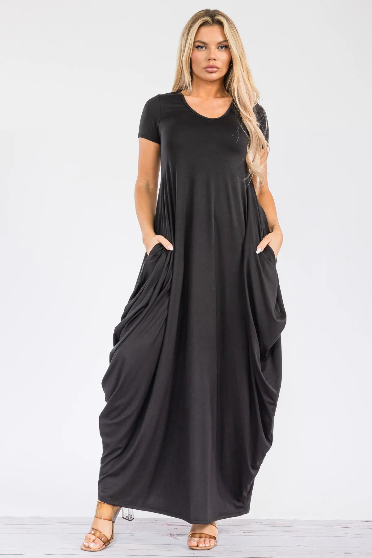 HH645R-S - SHORT SLEEVE MAXI DRESS