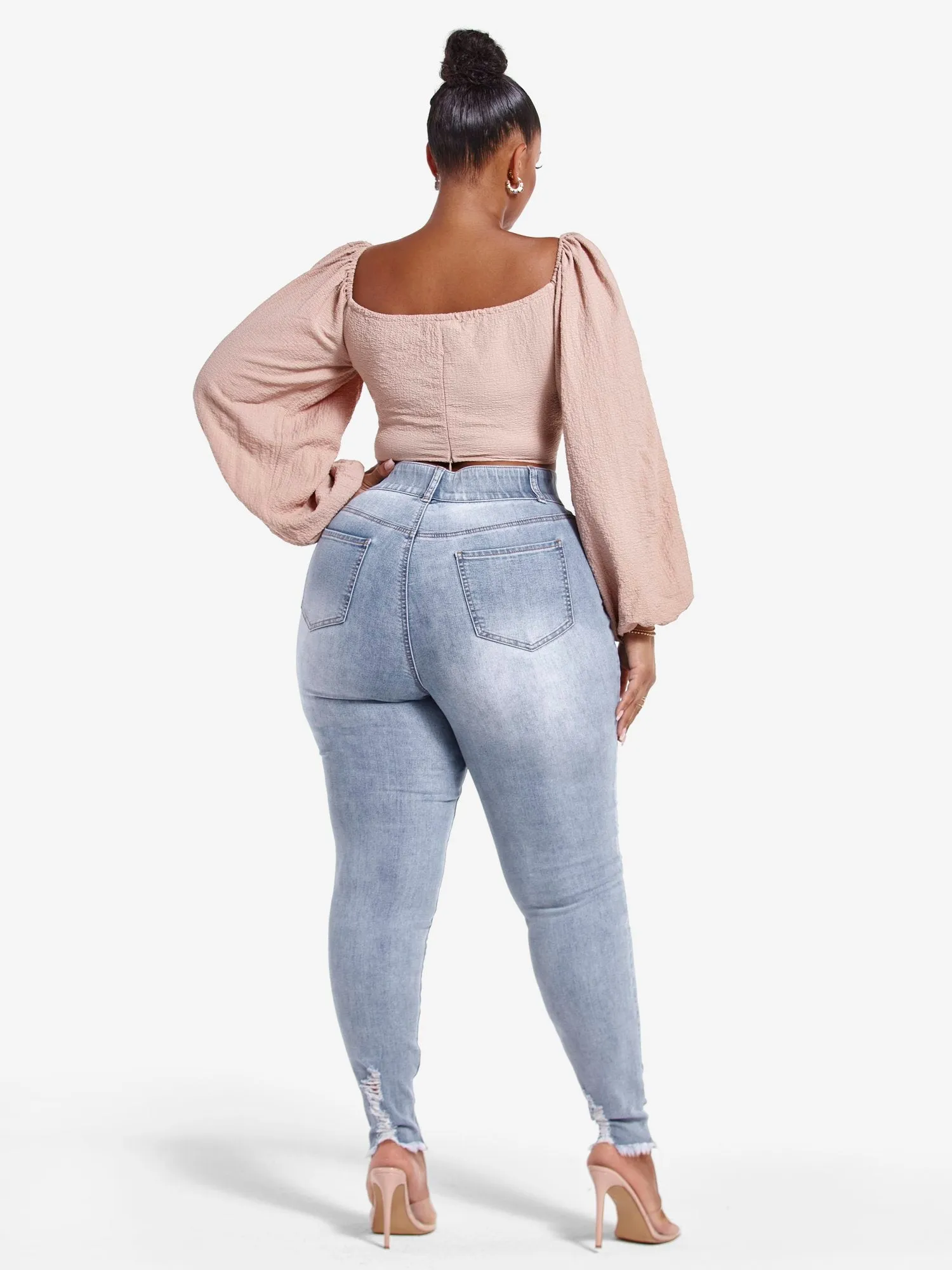 High Rise Destructed Curvy Skinny Jeans - Short Inseam