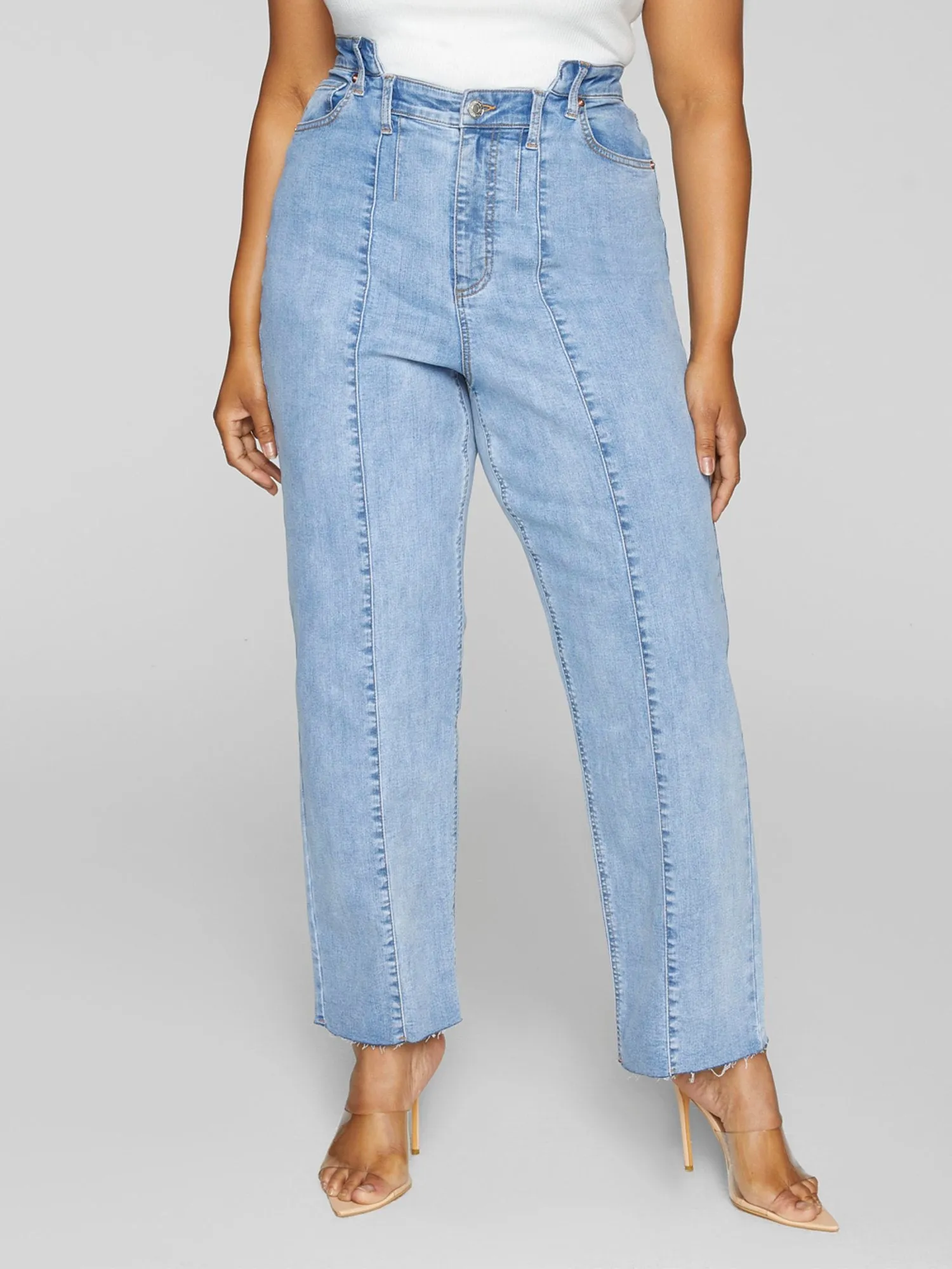 High Rise Seam Detail Relaxed Fit Jeans