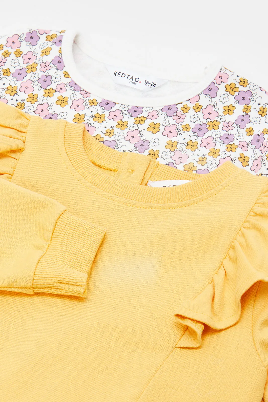 Ivory Floral Aop & Mustard Solid Sweatshirt