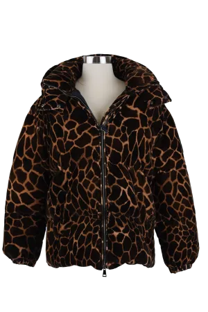 Kundogi Giraffe Print Velvet Down Puffer Jacket