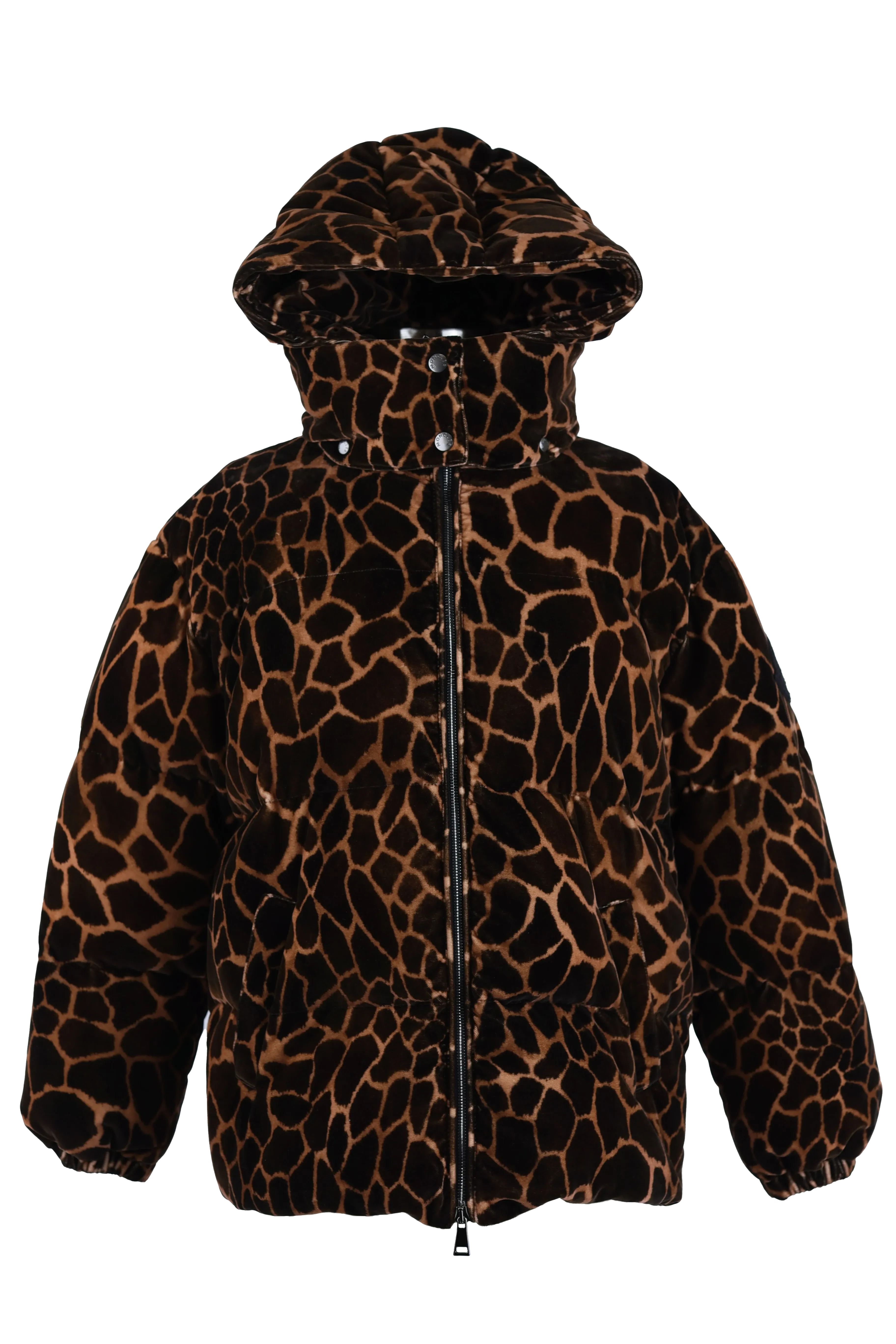 Kundogi Giraffe Print Velvet Down Puffer Jacket