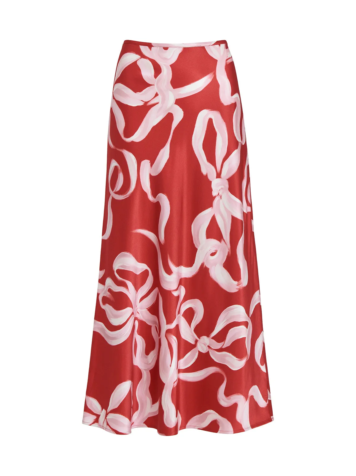 Layla Red Ribbon Print Maxi Skirt