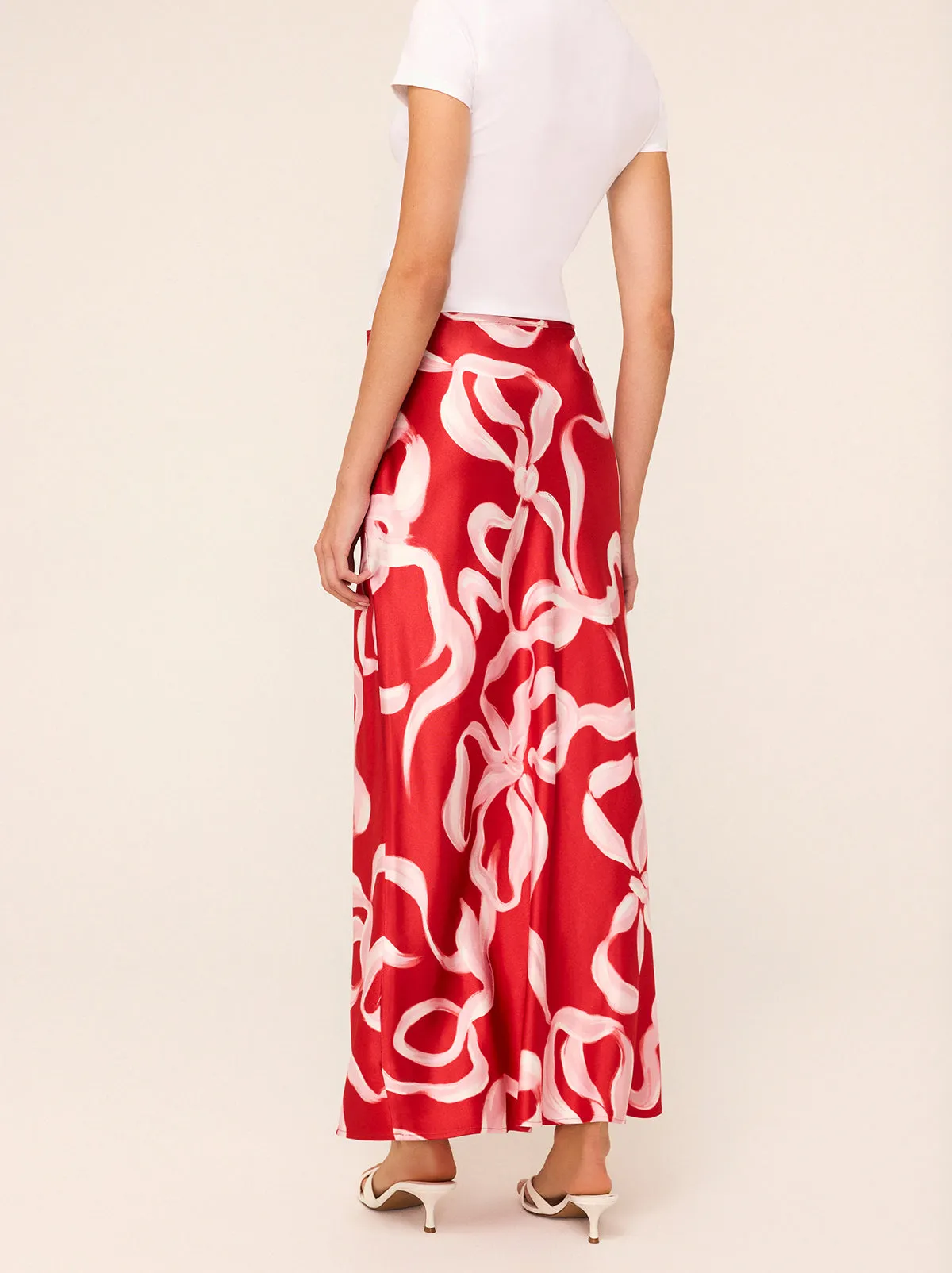 Layla Red Ribbon Print Maxi Skirt