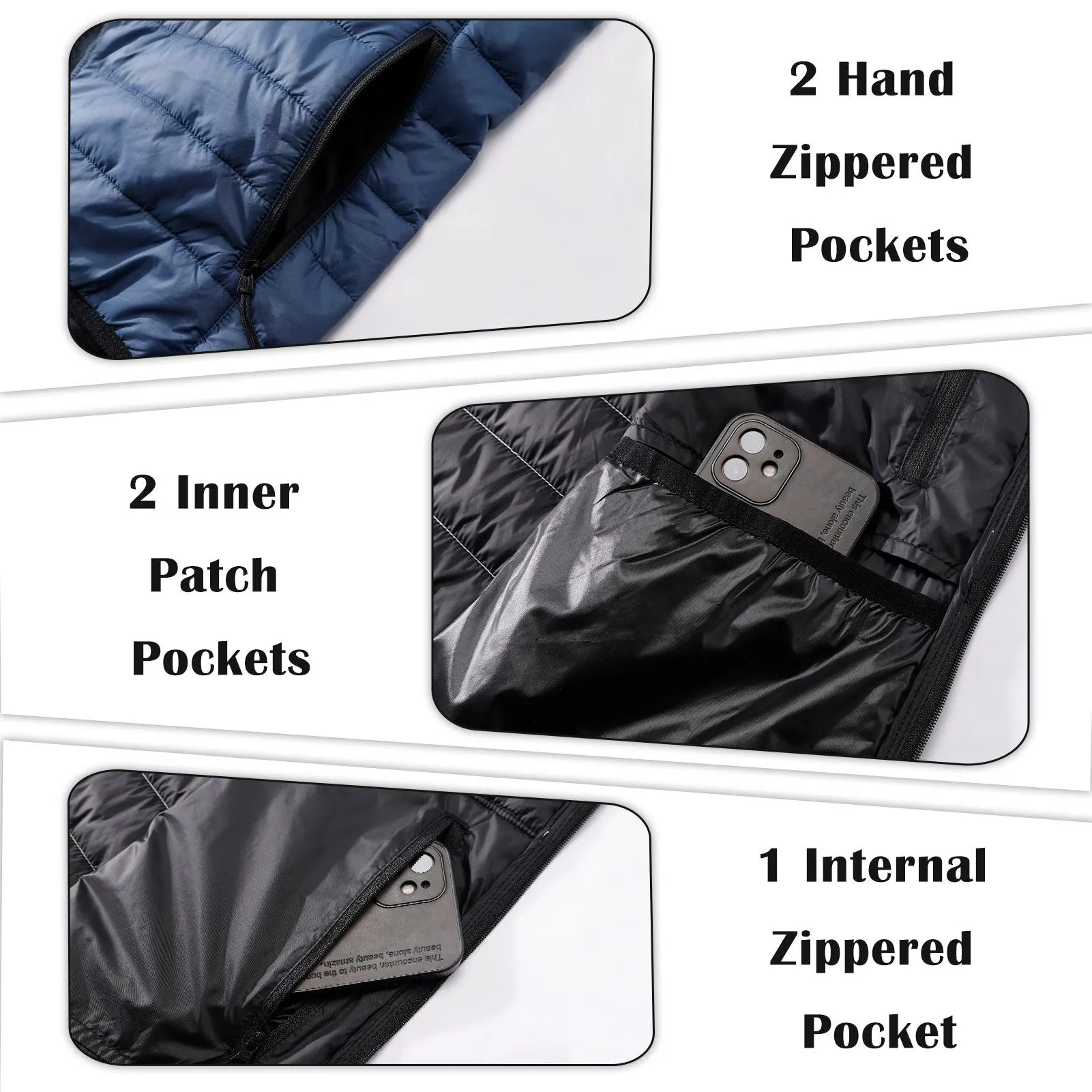 Men's 0.82 lbs Packable Weatherproof Insulated Puffer Gilet with 5 Pockets