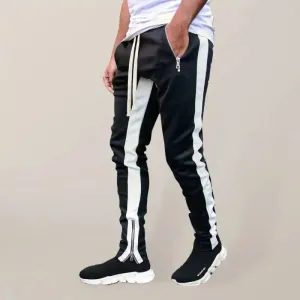 Men’s color-block casual double-pocket multi-zipper sportspants