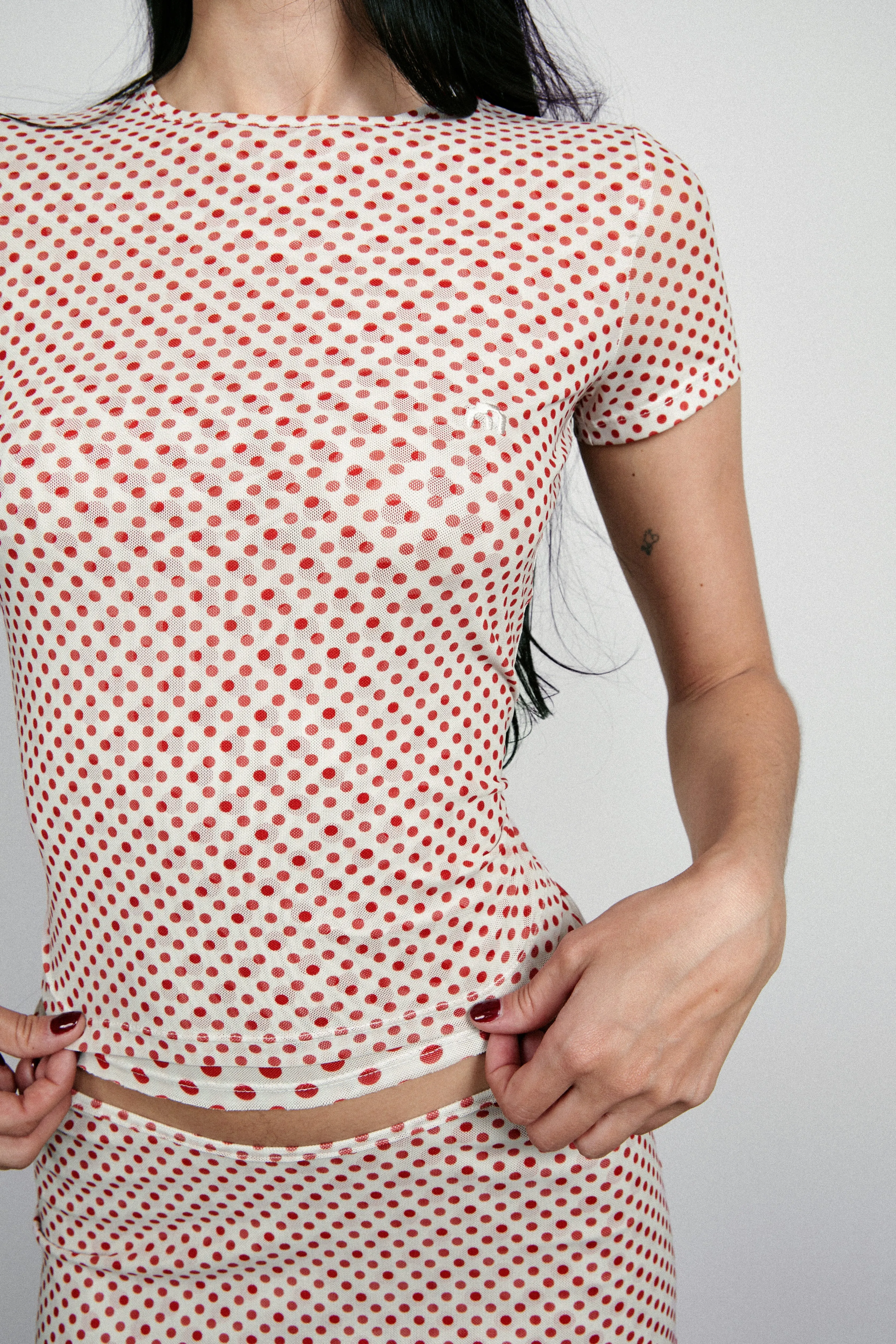 MINI TEE - WHITE POLKA DOT