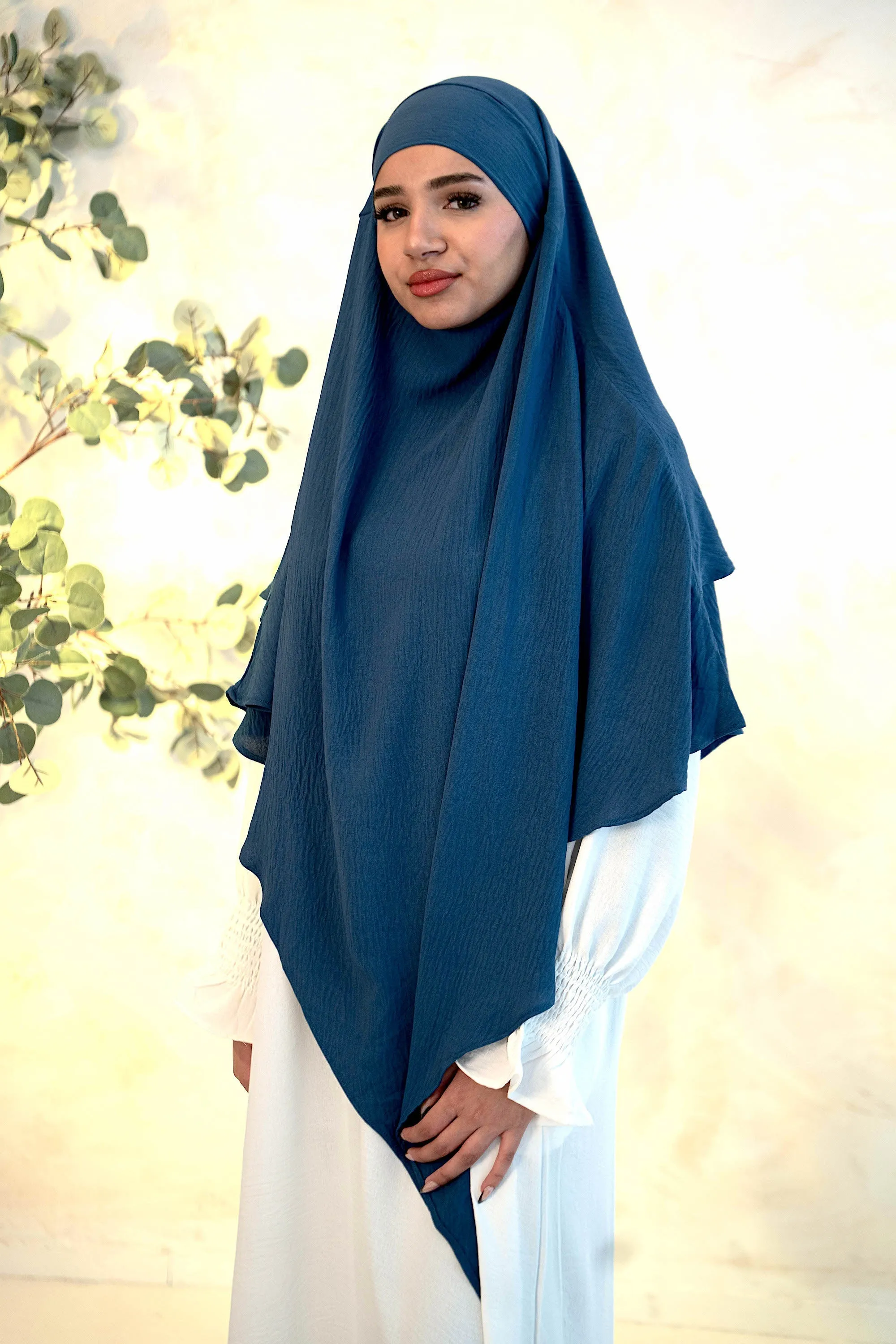 Navy Blue Double Layer Khimar