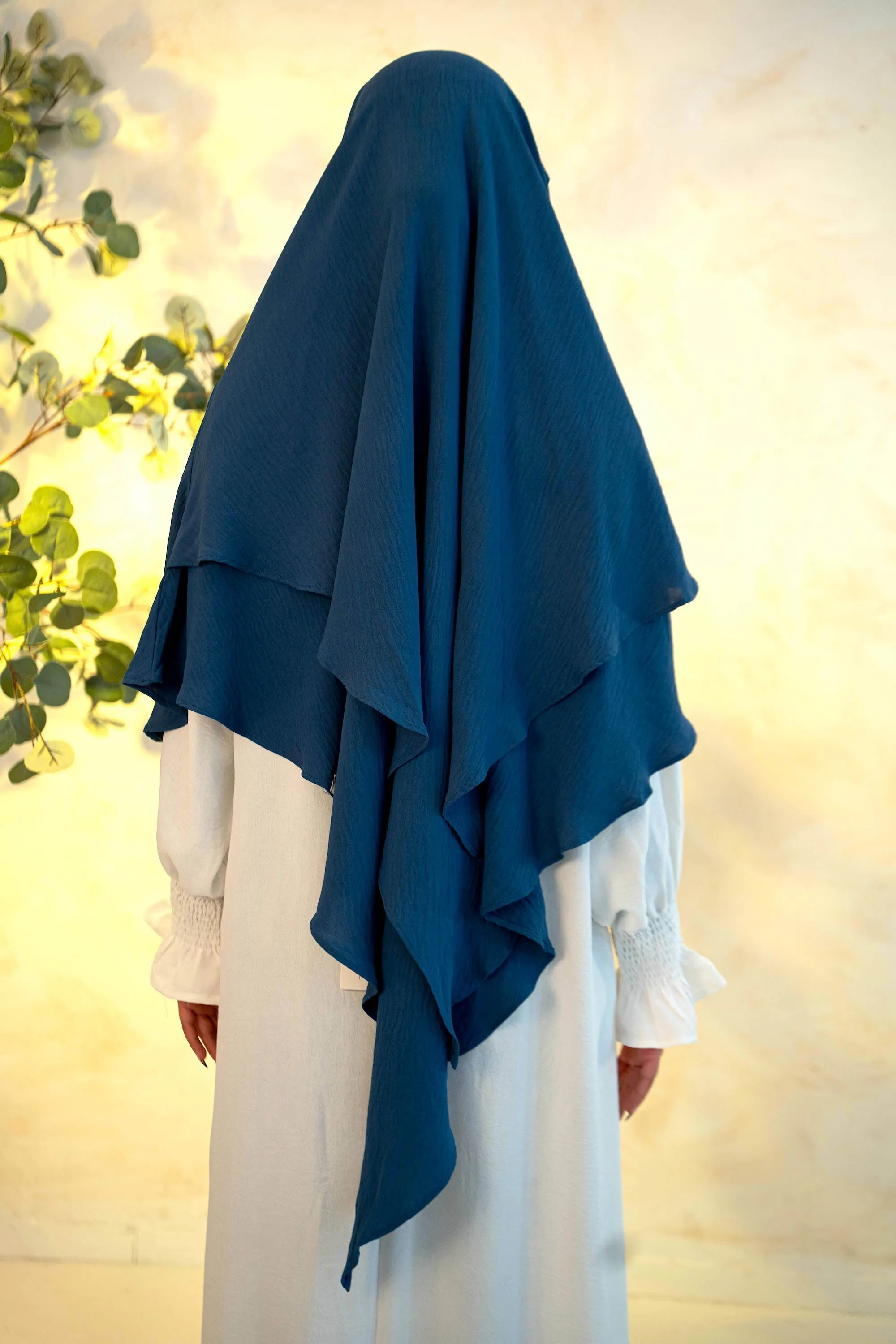 Navy Blue Double Layer Khimar