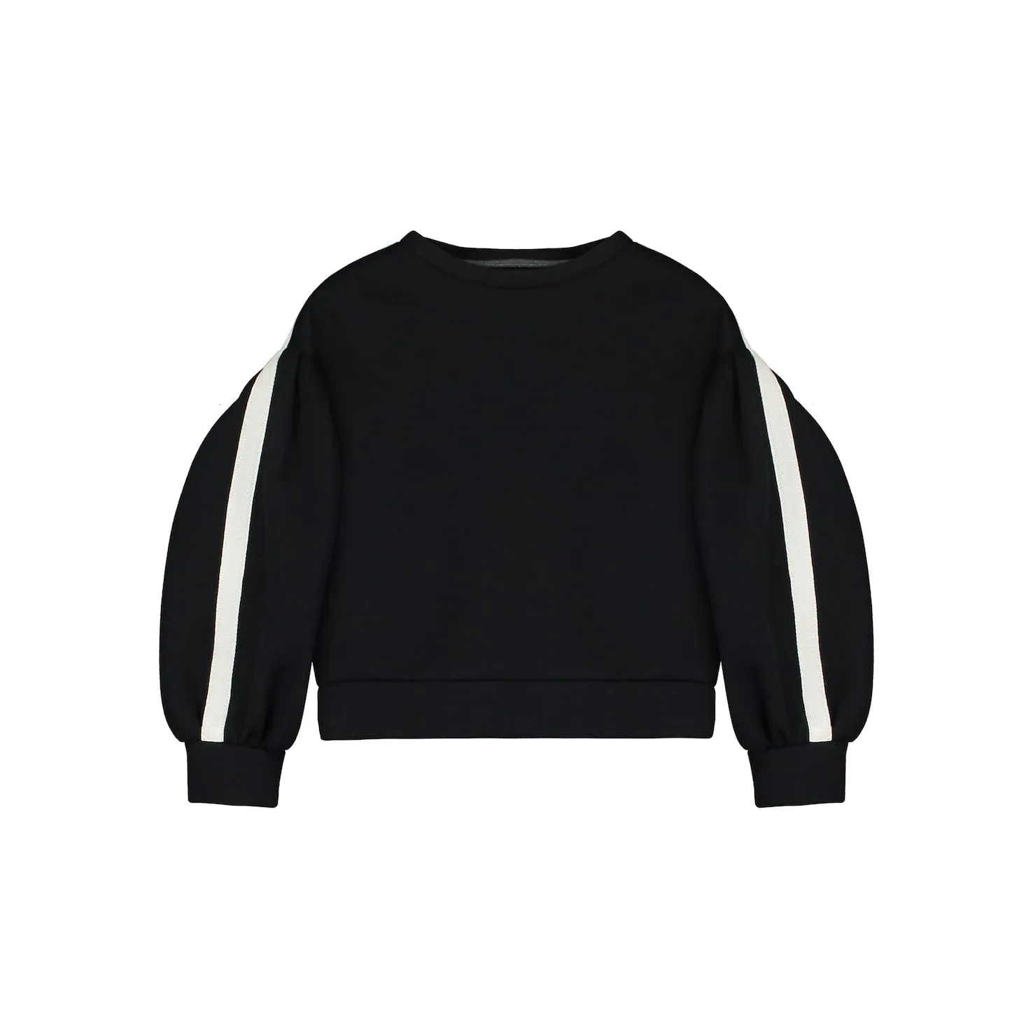 Neoprene Striped Balloon Sweatshirt-Black