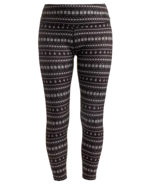 Nils Glacier Women's Base Layer Leggings - Black Snowflake Print