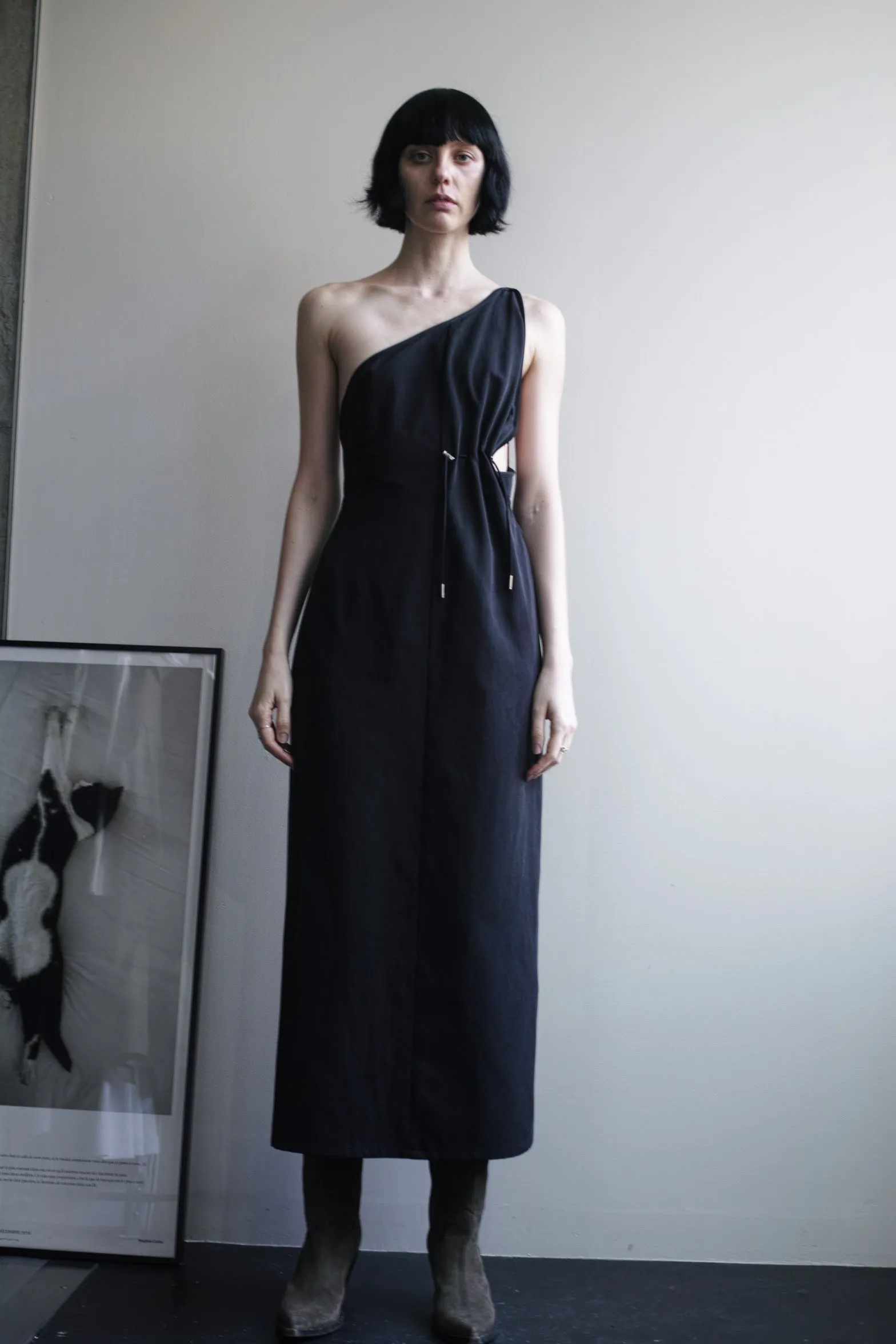 ONE-SHLDR DRAWSTRING DRESS