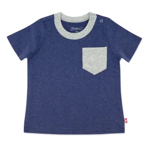 Organic Cotton Pocket Tee - Heather Navy