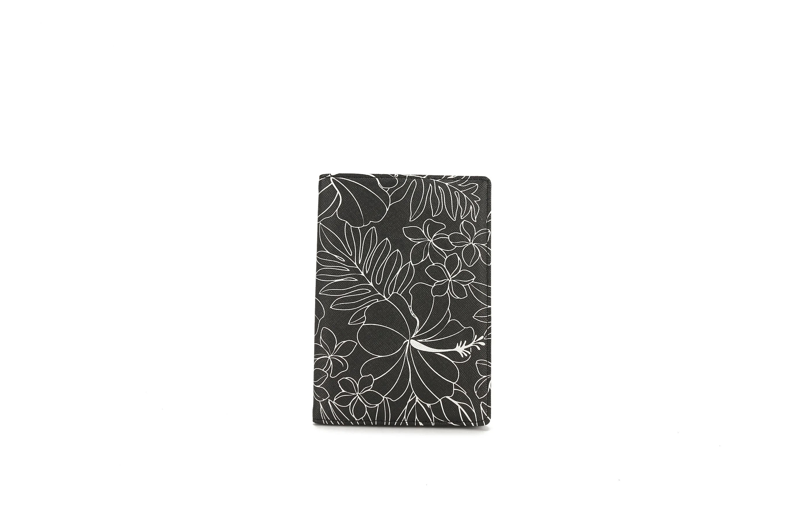 Passport Case Hibiscus Lines Black