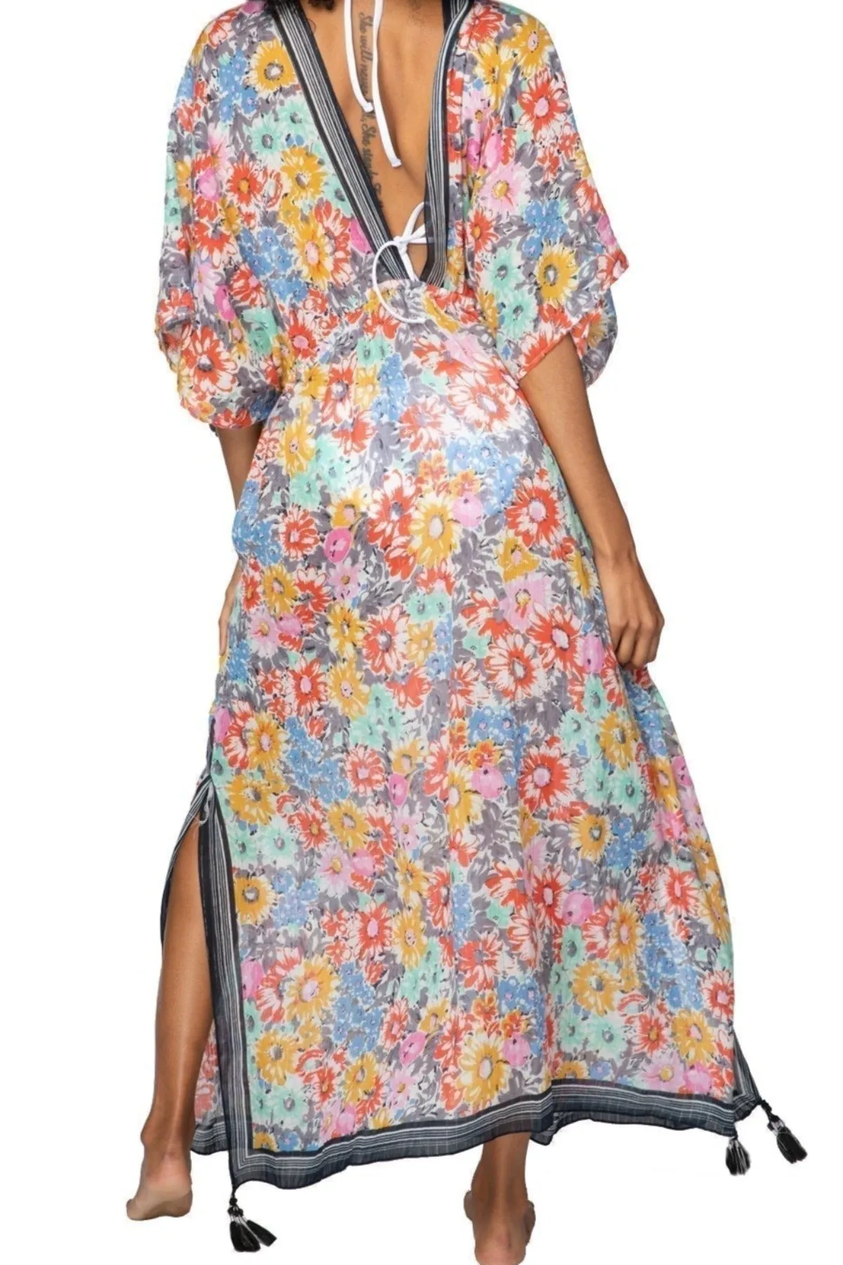 Poolside Maxi Sun Dress in Bloom & Shine  Print