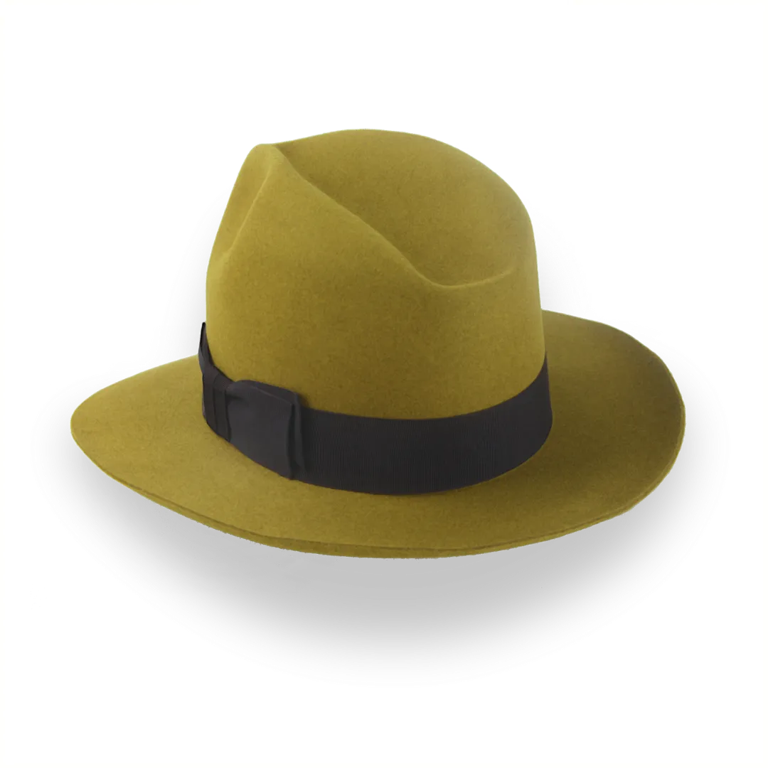 Retro Mustard Fedora Hat in Artisanal Beaver Fur Felt | The Chacho