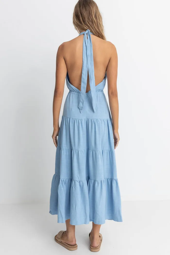 Rhythm Seacoast Halter Tiered Maxi Dress - SKY