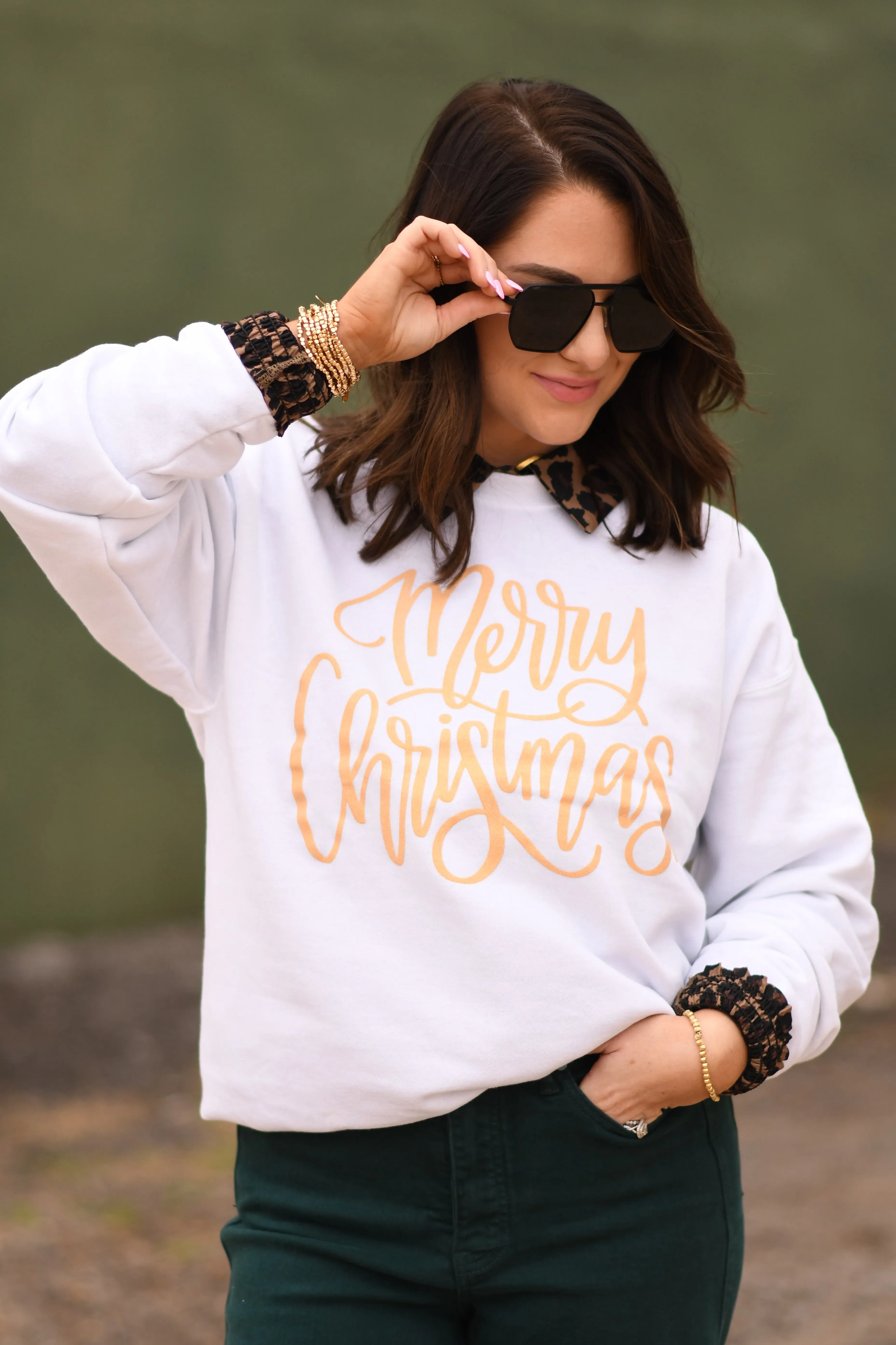 RTS Merry Christmas Glitter Puff Ink Sweatshirt