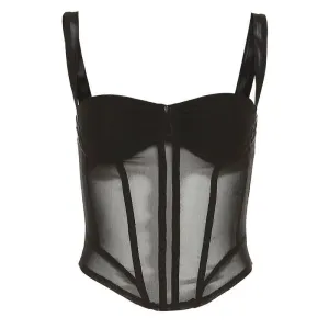 Ruched Mesh Corset Top