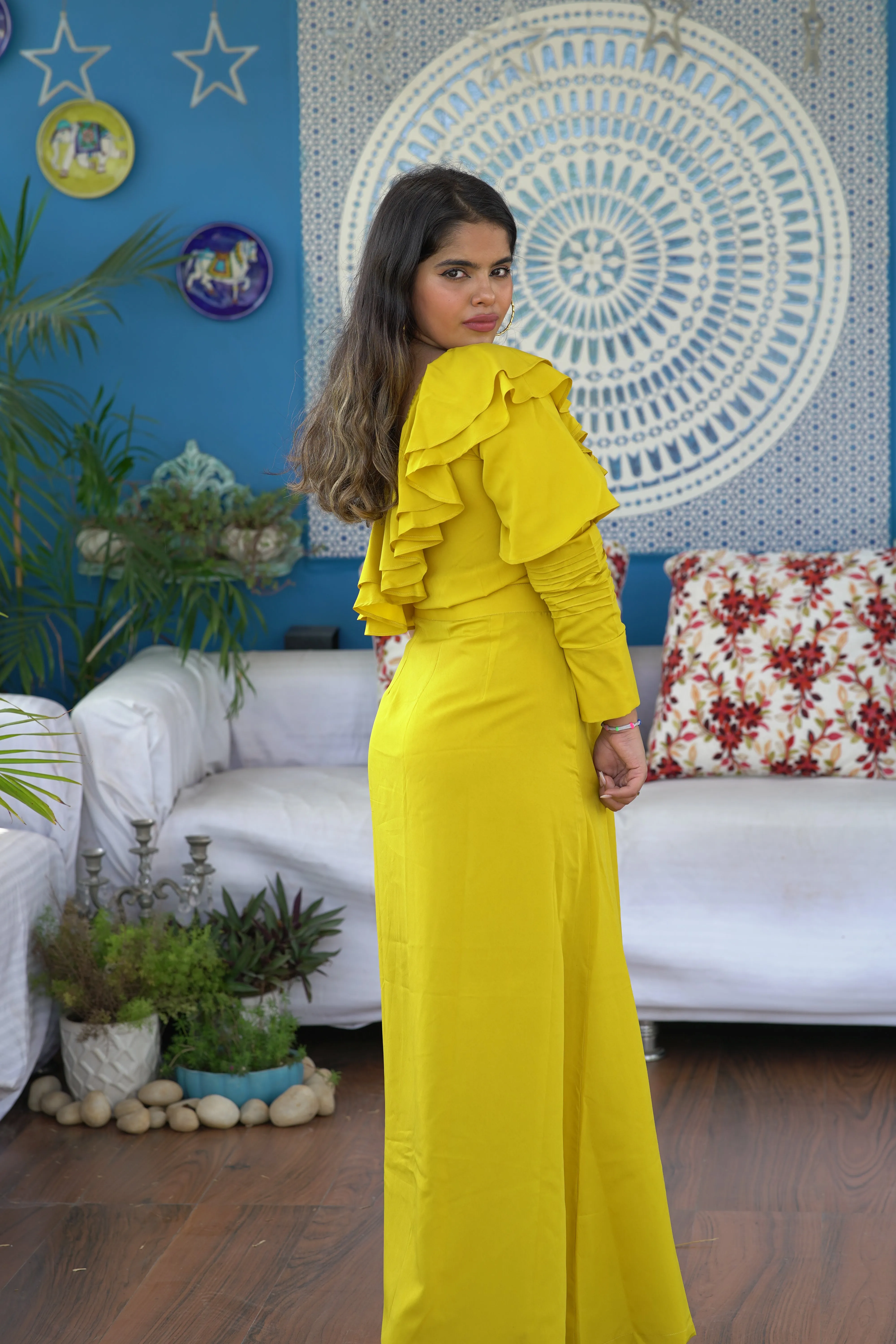 RUFFLE ROMANCE YELLOW TOP SETS