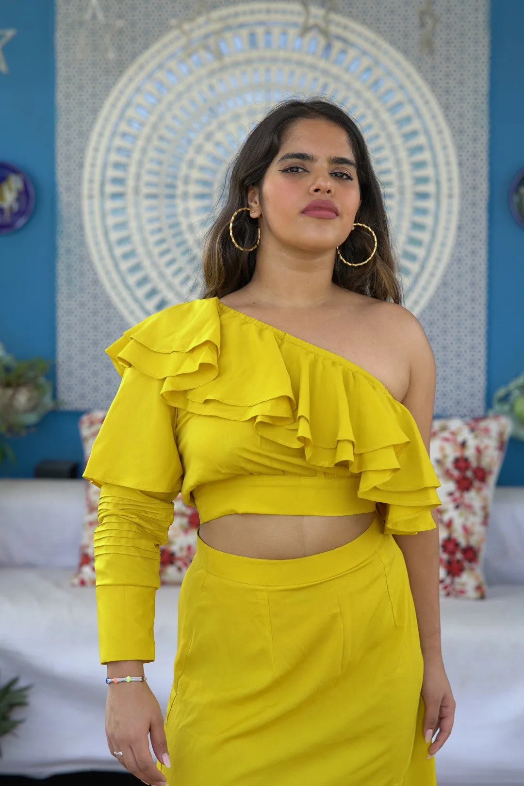 RUFFLE ROMANCE YELLOW TOP SETS