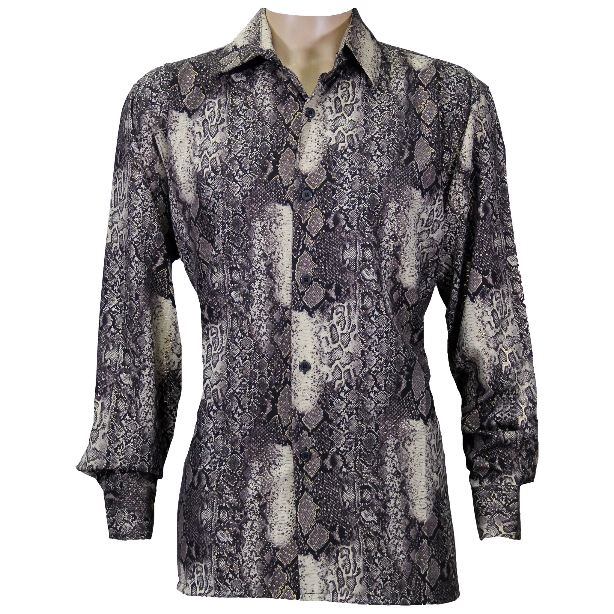 Skin Print Micro Stretch Velvet Casual Button Down