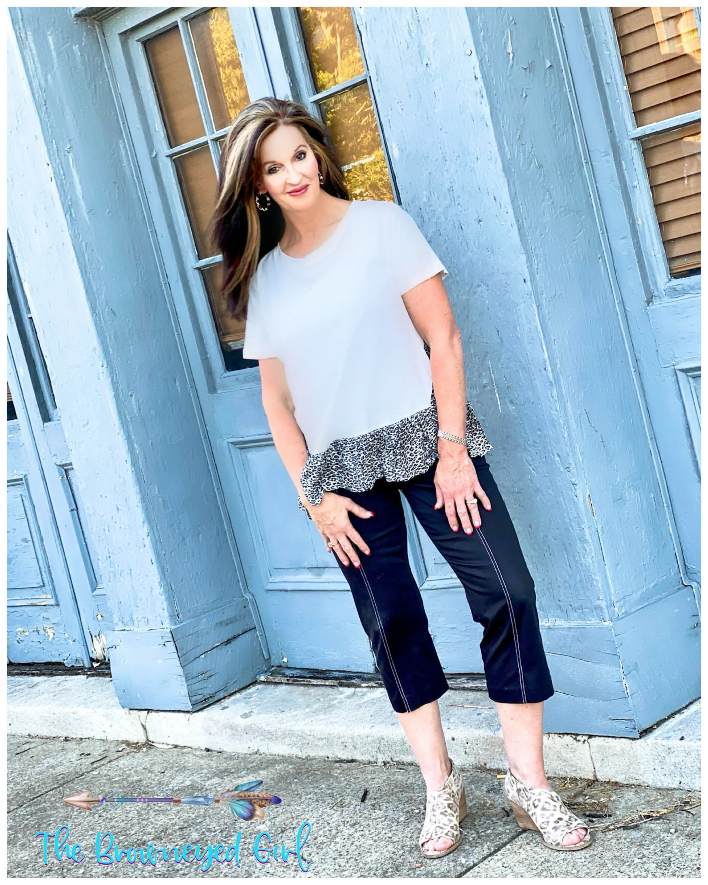 Snow Leopard Edgy Ruffle Top