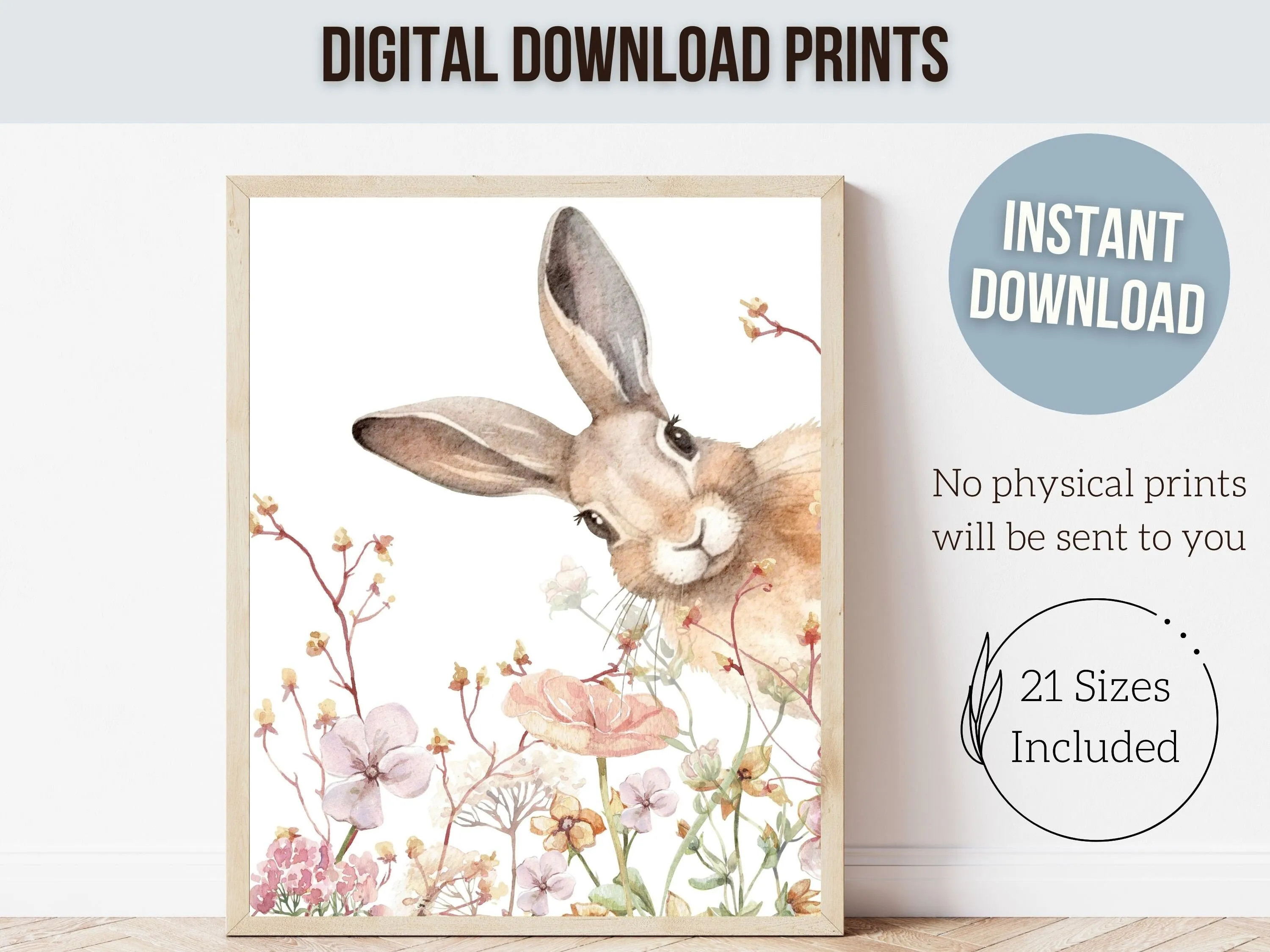 Wildflower Bunny Nursery Prints