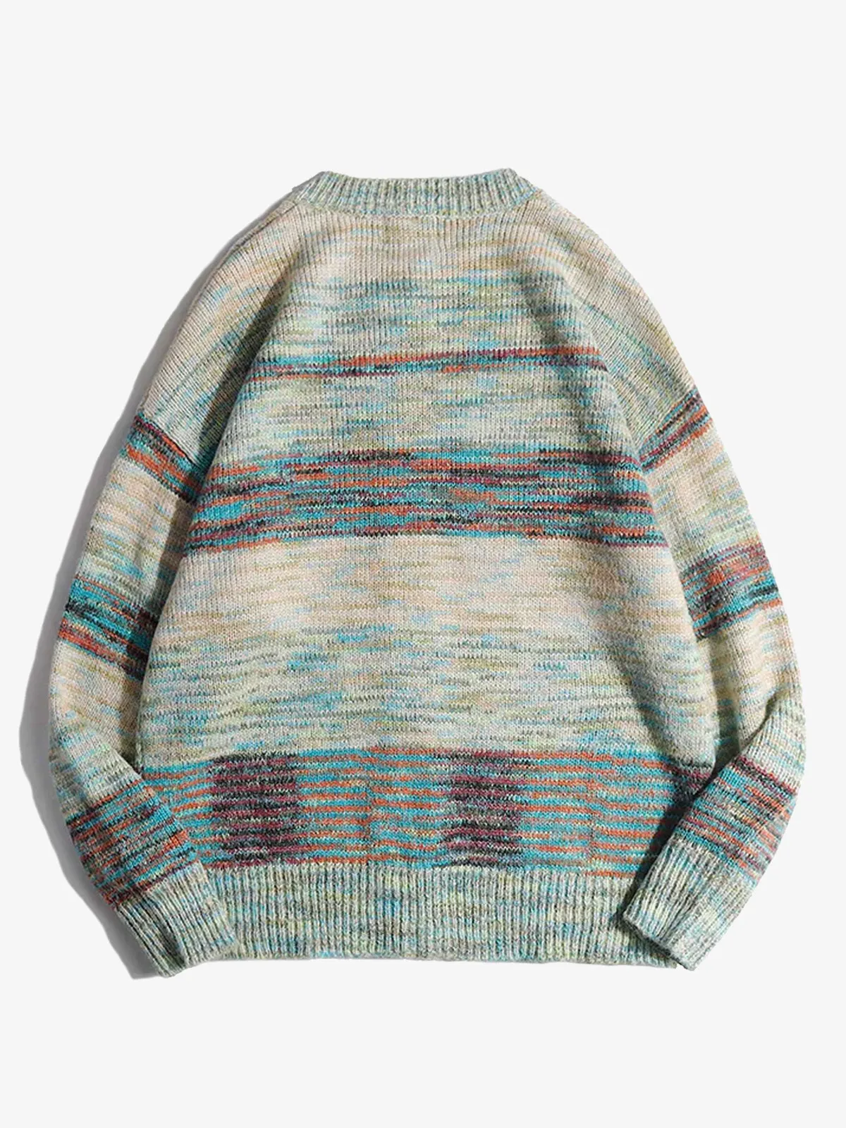 Wool Blend Mixed Yarn Stripe Knitted Cardigan