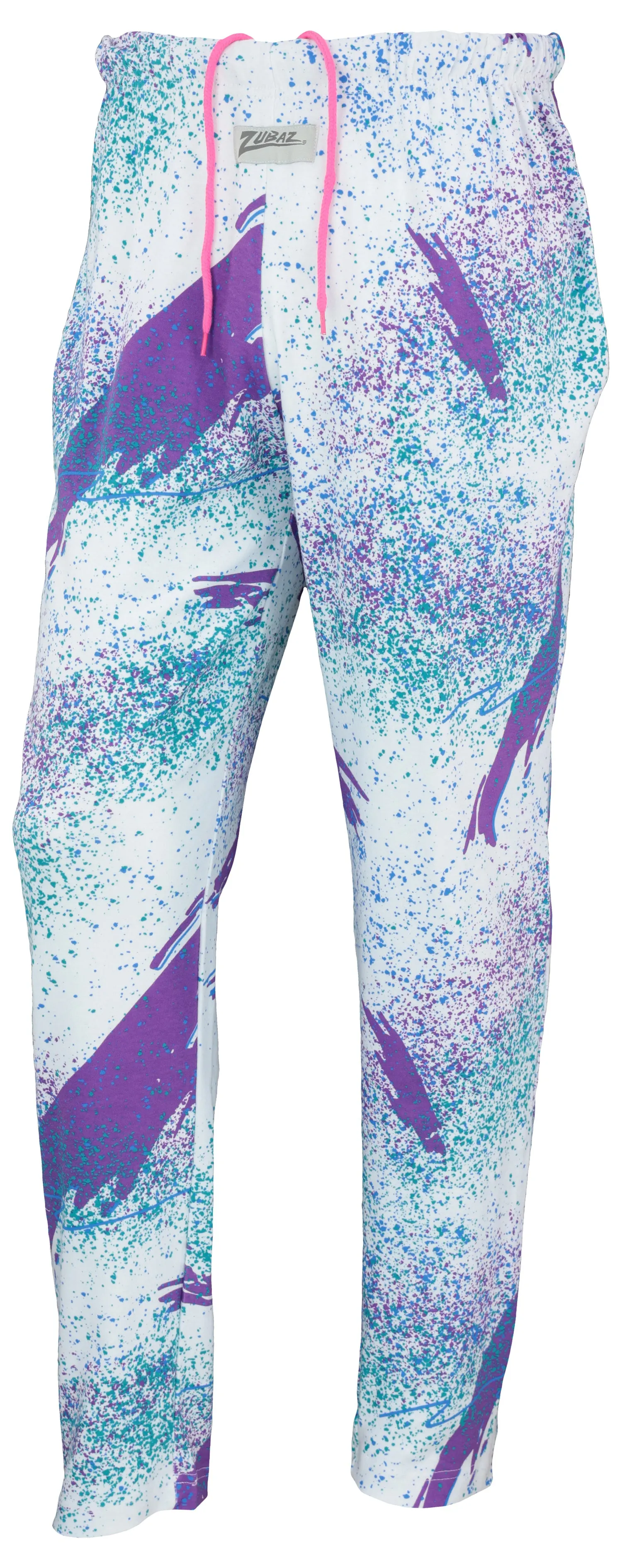 Zubaz 88 Original Mens Pants in Purple/Aqua Confetti Design